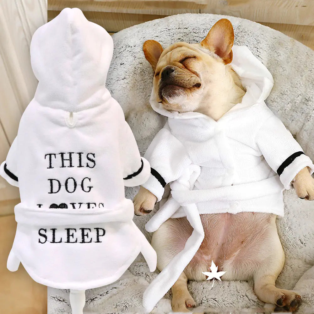 “This Dog Loves Sleep” Luxury Bathrobe — Bella’s Cozy Loungewear
