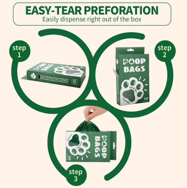 Degradable Handle Dog Waste Bags - EPI Vest-Style, Green, 120-Pack