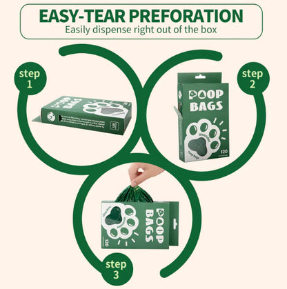 Degradable Handle Dog Waste Bags - EPI Vest-Style, Green, 120-Pack