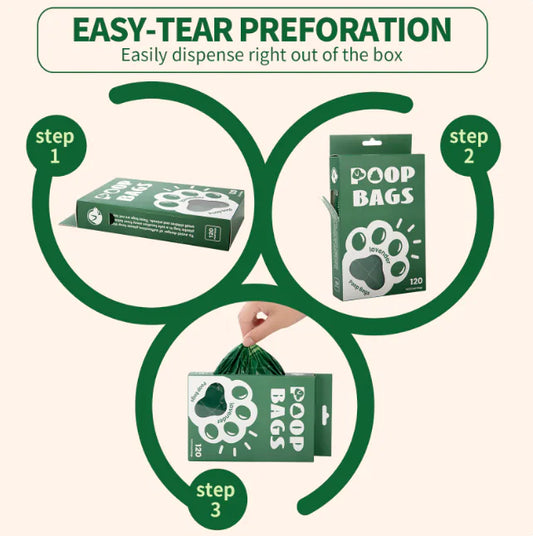Degradable Handle Dog Waste Bags - EPI Vest-Style, Green, 120-Pack