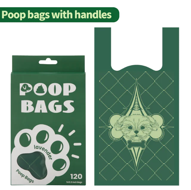 Degradable Handle Dog Waste Bags - EPI Vest-Style, Green, 120-Pack