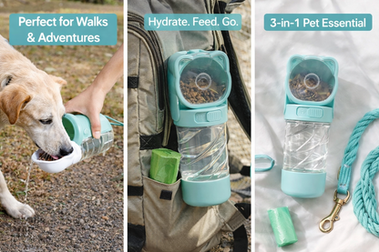 3-in-1 Portable Pet Water Bottle™ – Walk. Feed. Clean. Go.